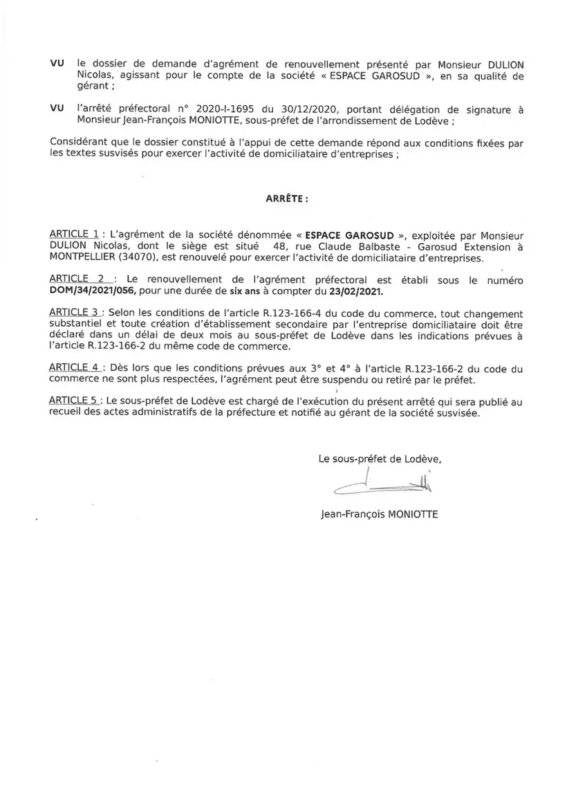Arrêté préfectoral DOM/34/2021/056 page 2 — Préfecture de l'Hérault